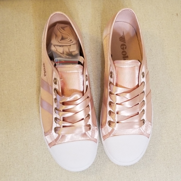 Gola Satin Coaster Sneakers in Blush Pink/White - Picture 8 of 9